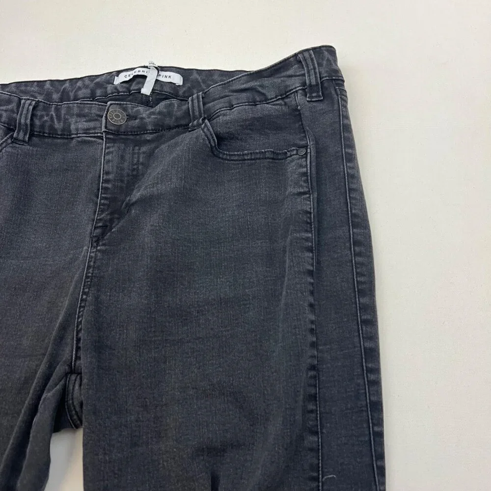 Celebrity Pink Women’s Skinny Ankle Distressed Jeans Faded Black Size 18